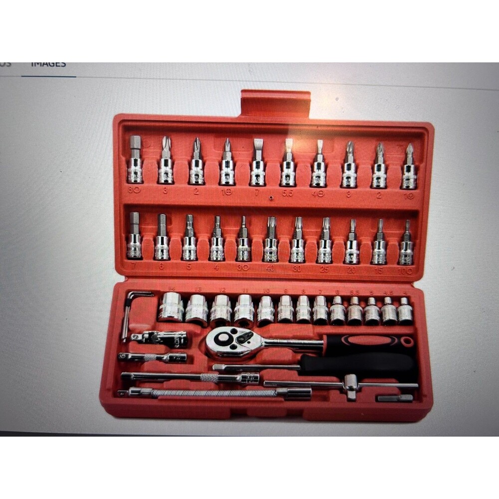 46-piece socket and ratchet wrench set open box new